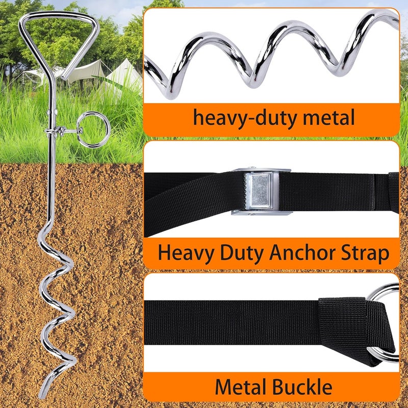 RunNico Basketball Goal Anchor, Heavy Duty Basketball Hoop Tie Down Kit, Court Setup Ground Stakes with Adjustable Straps for Basketball Mounting Trampoline Swing Tent - Image 3